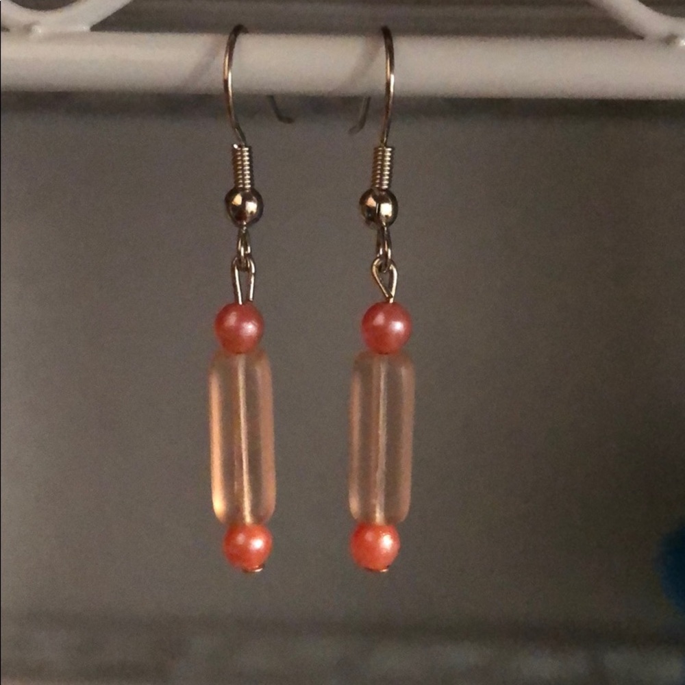 💐Ballet Pink Beaded Dangle Earrings